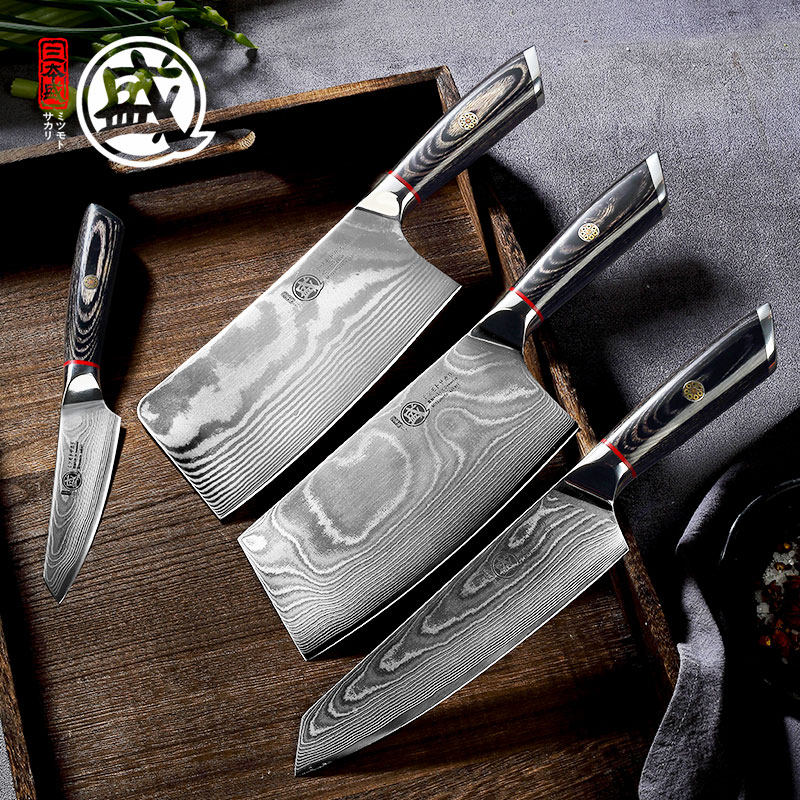 Japanese kitchen knife set Damascus steel kitchen knife household kitchen knife slicing knife Xun Sanbensheng imported advanced