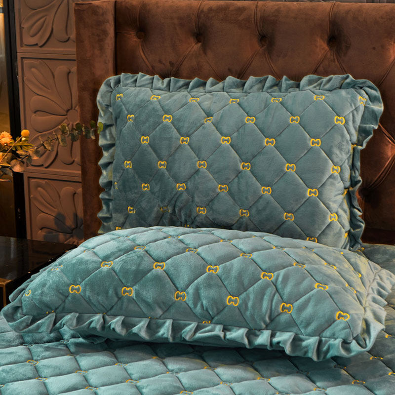 Ruosu crystal velvet pillowcase home single double student dormitory thickened coral velvet pillow core set a pair of winter