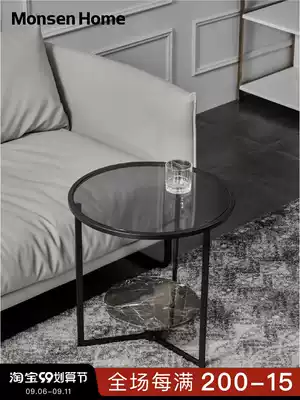 Small round table coffee table wrought glass marble Nordic simple modern creative small apartment living room bedroom small side