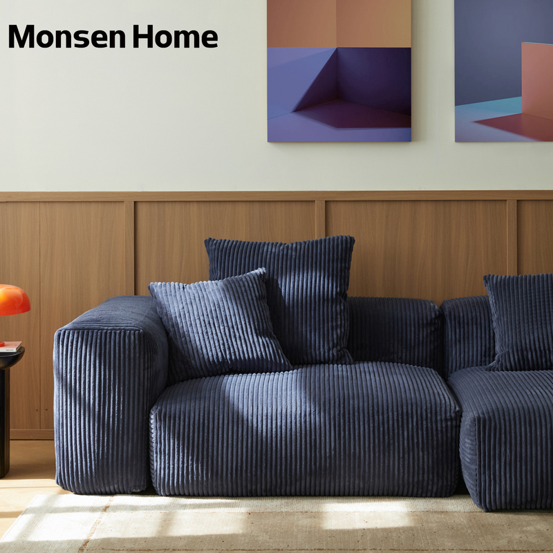 Musheng Home Corduroy Fabric Module Sofa Dark Blue Minimalist Free Combination Living Room Small Apartment Tofu Block