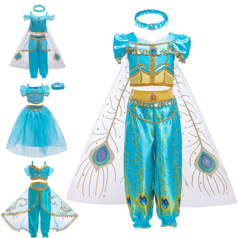 Girl Aladdin Divine Light Jasmine Princess Dress Belly Dance Suit Halloween Children COSPLAY Costume Autumn