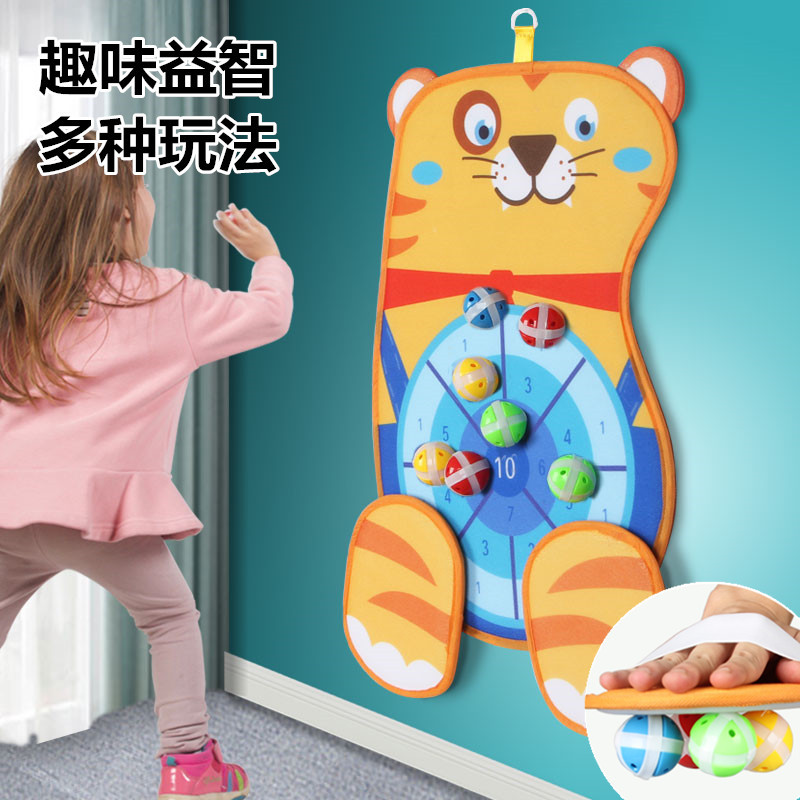 New style plush ball toy cartoon darts sticky ball plate puzzle children sticky target plate sticky cake ball double-sided infants and young children