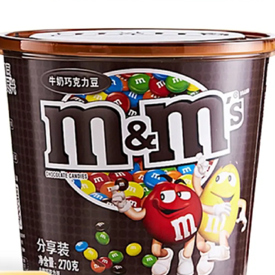 M＆M’S牛奶夹心巧克力豆270g*1桶M豆儿童糖果小零食吃货纯可可脂