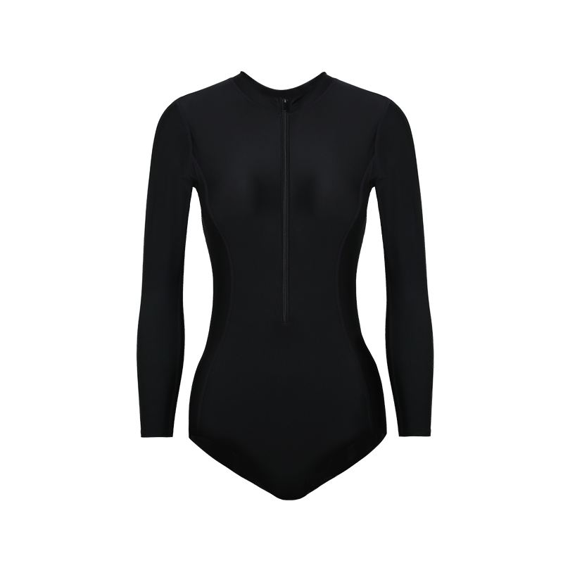 Long-sleeved one-piece swimsuit Female conservative student belly cover thin Korea ins sunscreen bathing suit Hot spring vacation swimsuit