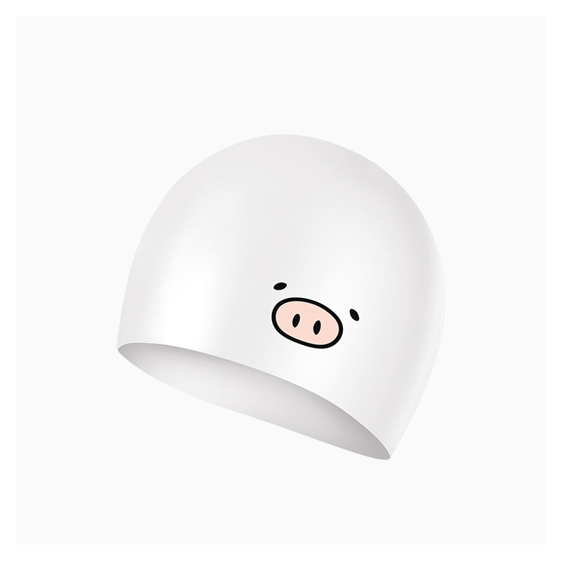seacmydodo waterproof swimming cap female cartoon pig silicone large swimming cap cute fashion not strangling long hair