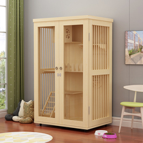 Luxury cat cage Household solid wood three-story cat villa with toilet cat cabinet breeding double-layer wooden oversized two-story cat nest