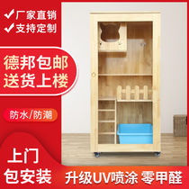 Solid wood cat cage Household cat villa three-layer luxury double-layer cat cabinet with toilet large breeding kittens Wooden cat cage