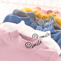 Pure Cotton Girl Beating Undershirt Boy Jersey Undercoat Baby T-Shirt Autumn Clothes Children High Collar Spring Autumn Winter Warm Blouse