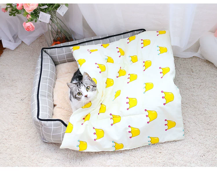 Dog mat vẻ đẹp ngắn mèo tổ pad bốn mùa phổ quát bông pad điều hòa mùa hè mat chó ngủ chăn thú cưng mat - Cat / Dog hàng ngày Neccessities 	bát ăn đôi cho mèo	