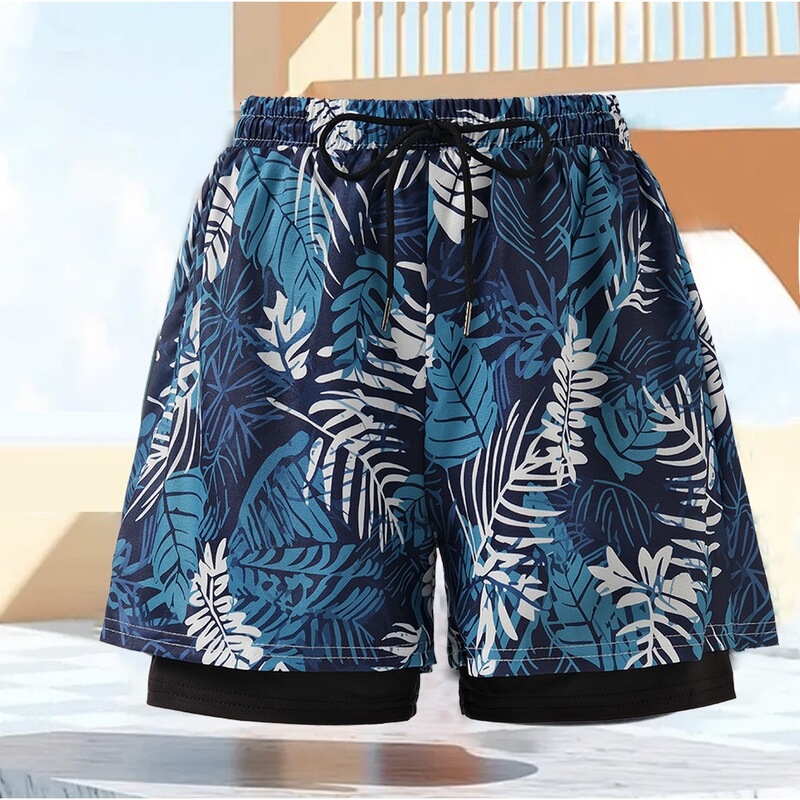 Plus-Size Men's Swim Trunks, Extra Large, Double-Layered, Quick-Dry, Professional, Anti-Embarrassment Design