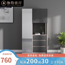 Nordic modern simple full-length mirror Full-length mirror dresser combination wardrobe Small apartment storage dresser wardrobe