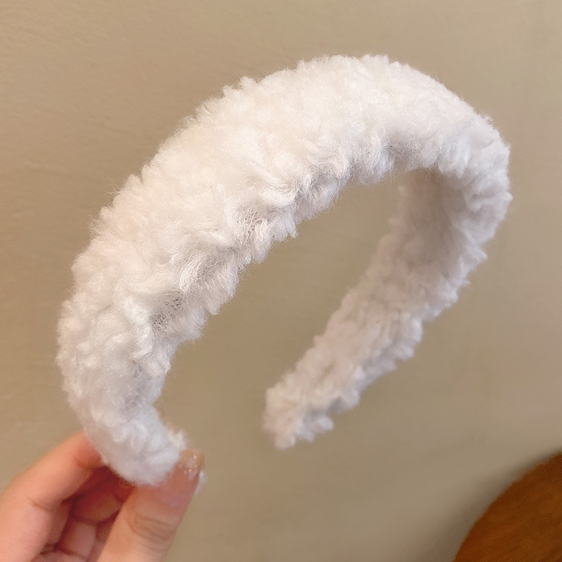 images 11:Lamb hair high cranial hair hoop female insin rome shampoo face hoop autumn winter red hair cube hair cube hair band headdress