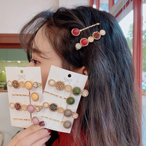 Korean hairclip headgear clip simple wind temperament top clip hairpin Net red side clip female rhinestone clip hair jewelry