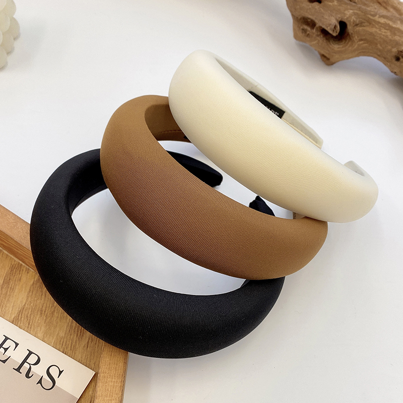 images 42:Milk-colored sponge high-cranial top hair hoop female wash face hoop retro French high-fashioned hair bundle hairpin chuckle headdress autumn winter