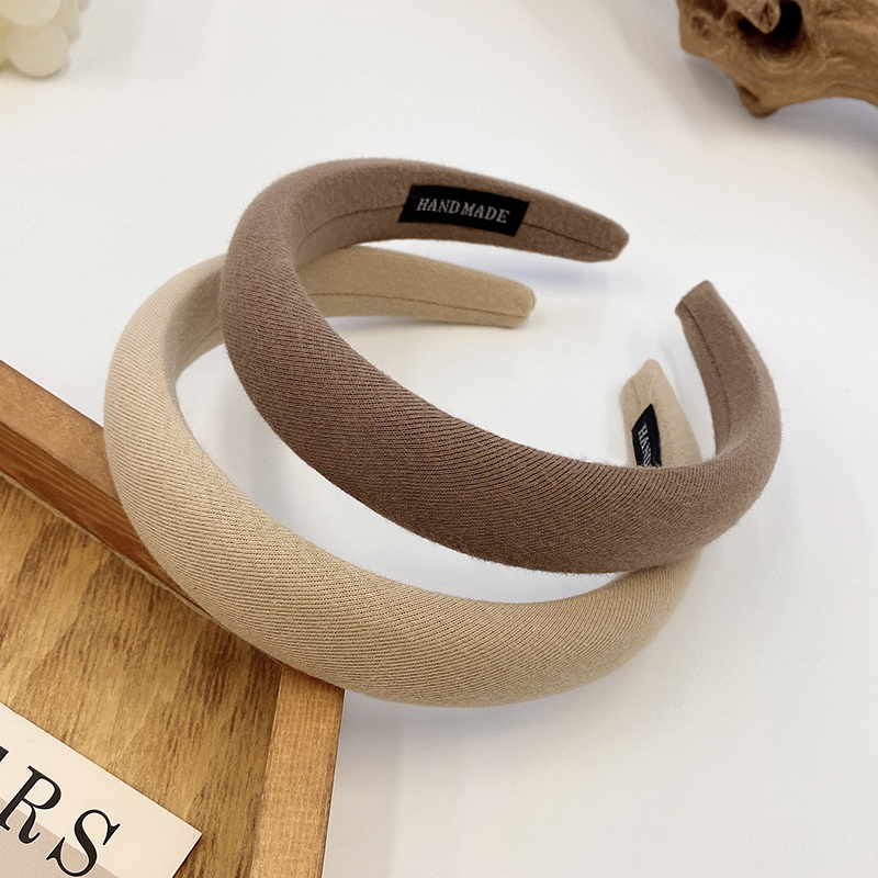 images 38:Milk-colored sponge high-cranial top hair hoop female wash face hoop retro French high-fashioned hair bundle hairpin chuckle headdress autumn winter