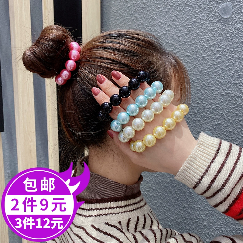 Ngọc trai hàn quốc vòng tóc đơn giản buộc tóc dây cao su cô gái bao da nữ đầu dây lưới sợi dây tóc màu đỏ ngọt ngào tính khí - Phụ kiện tóc