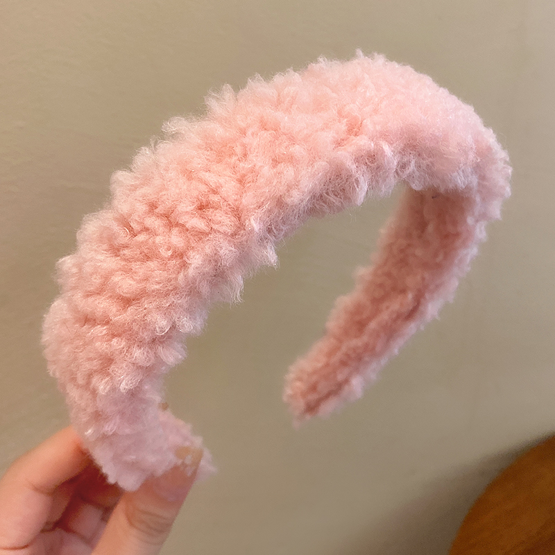 images 12:Lamb hair high cranial hair hoop female insin rome shampoo face hoop autumn winter red hair cube hair cube hair band headdress
