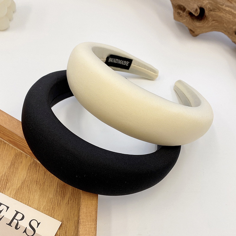 images 25:Milk-colored sponge high-cranial top hair hoop female wash face hoop retro French high-fashioned hair bundle hairpin chuckle headdress autumn winter