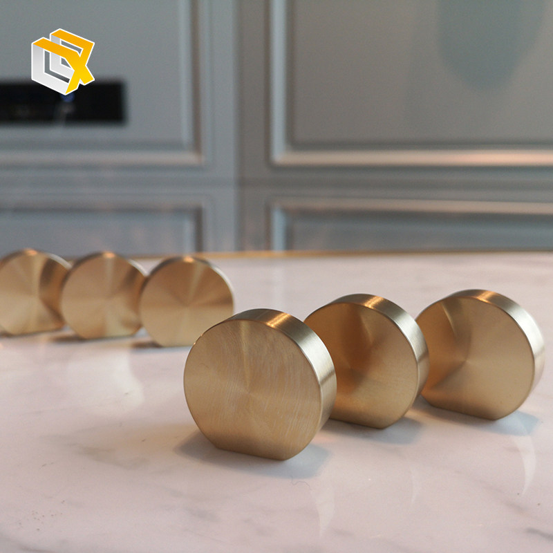 Brass cabinet door handle hexagonal cabinet drawer Nordic luxury pure copper single hole handle modern simple brass handle