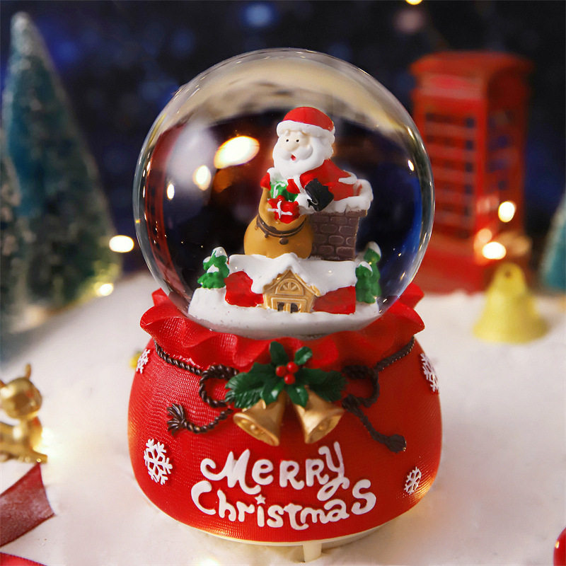 Christmas Gift Revolving Water Crystal Ball Sky City Octaonic Box Music Box Send Girlfriend Bestie's Little Gift-Taobao