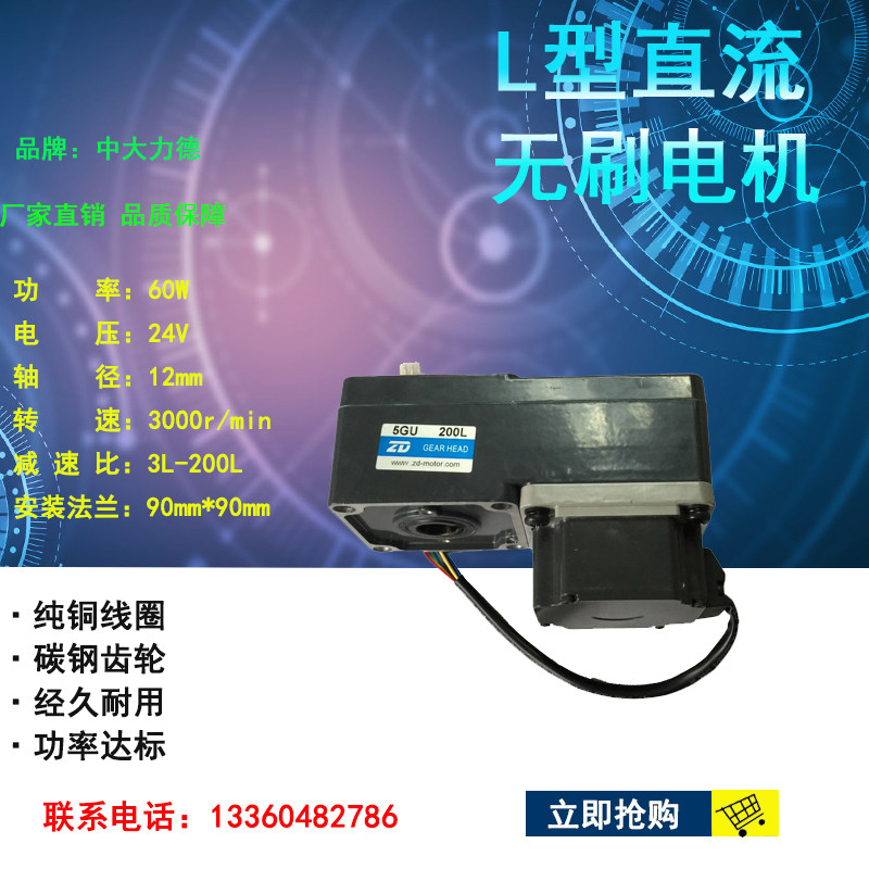60W24V L type Z5BLD60-24GN-5GN200L stirring mixing equipment with CUHK DC brushless motors