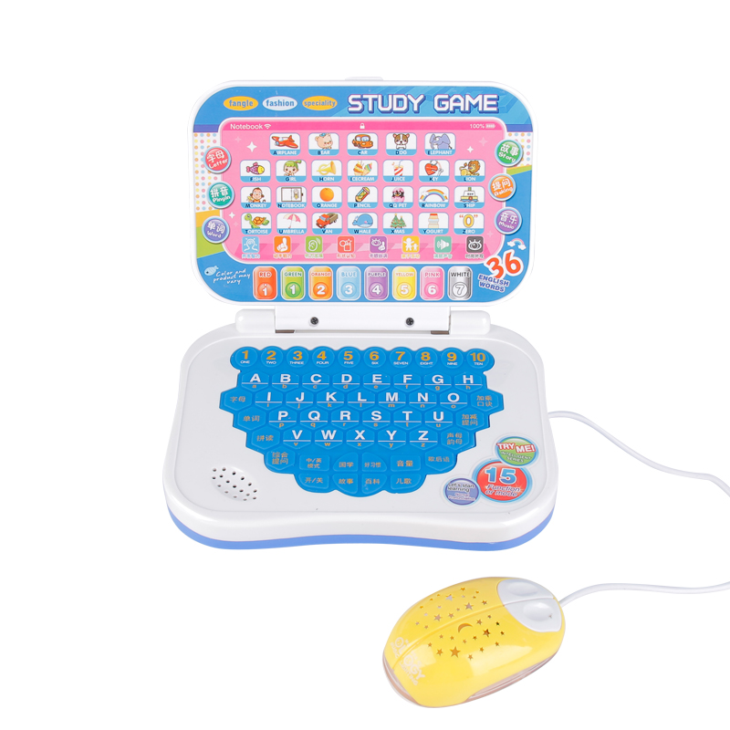 Upgraded 669 (Battery Board) Blue Keyboard & 669 Learning Contentschildren Toys computer Imitation of true and false notebook tablet PC Model simulation keyboard Play the family Early reading Point reader