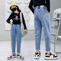 Girl Pants Spring Autumn Season Outside Wearing 2022 New Girl Foreign Pistachio Kids Old Daddy Pants Spring Dress Children Jeans