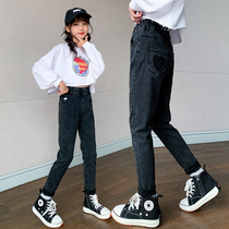 Girls pants spring and autumn 2021 new autumn dress foreign style big childrens trousers fashion wear autumn childrens jeans