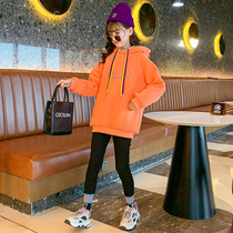 Girls clothes spring and autumn 2021 new autumn dress foreign style in big children long sleeve coat winter children plus velvet base shirt