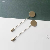 14K copper clad gold color-preserving one-word brooch handmade DIY jewelry accessories with mesh plate 7-word pin disc base