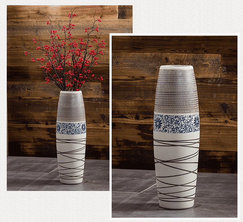 Jingdezhen ground vase large - sized ceramic furnishing articles I and contracted household decorates porch retro flower arranging big living room