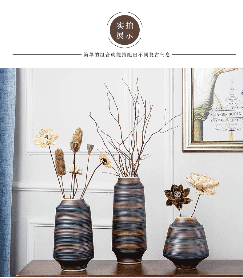 Ceramic vases, furnishing articles decorations living room TV cabinet flower arranging, creative new Chinese style decoration Japanese zen move