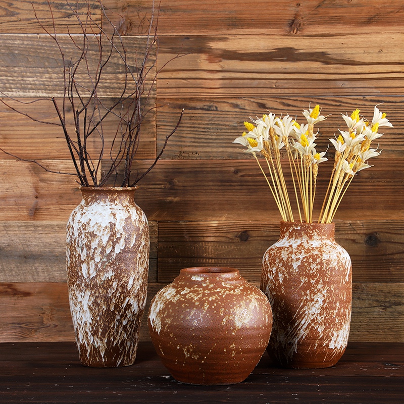 Manual coarse pottery vase Japanese flower implement small ceramic zen flower implement landing place to live in the the original flow retro flower receptacle