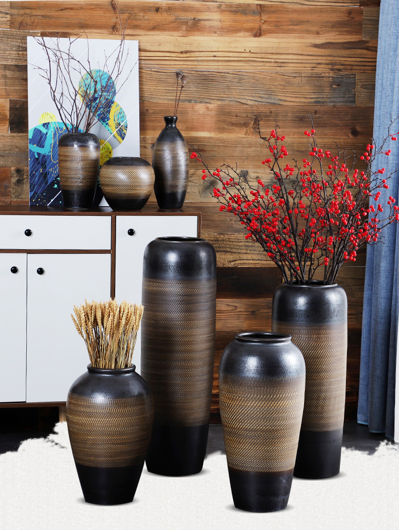 Jingdezhen ceramic vase landing place home porch dried flower adornment sitting room of I and contracted style flower arrangement