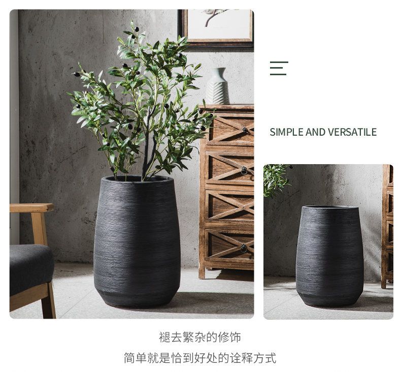 Northern wind ceramic flower pot household vase green plant hydroponic flower implement landing of large diameter cylinder oversized interior decoration