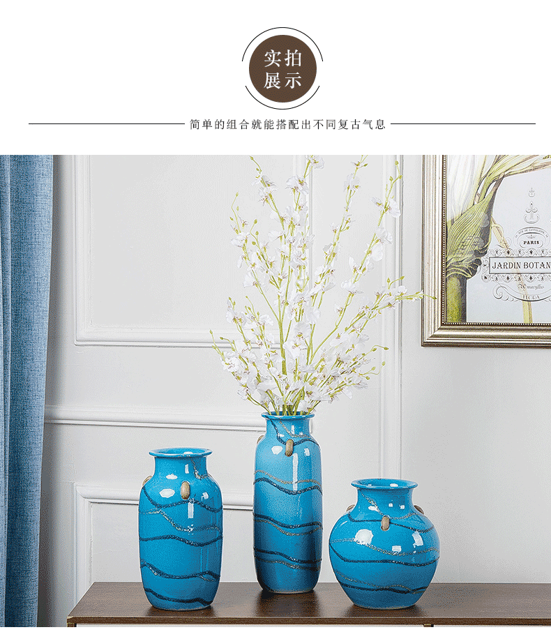 Insert jingdezhen ceramics vase home sitting room ark decoration Mediterranean dried flower flower implement creative furnishing articles