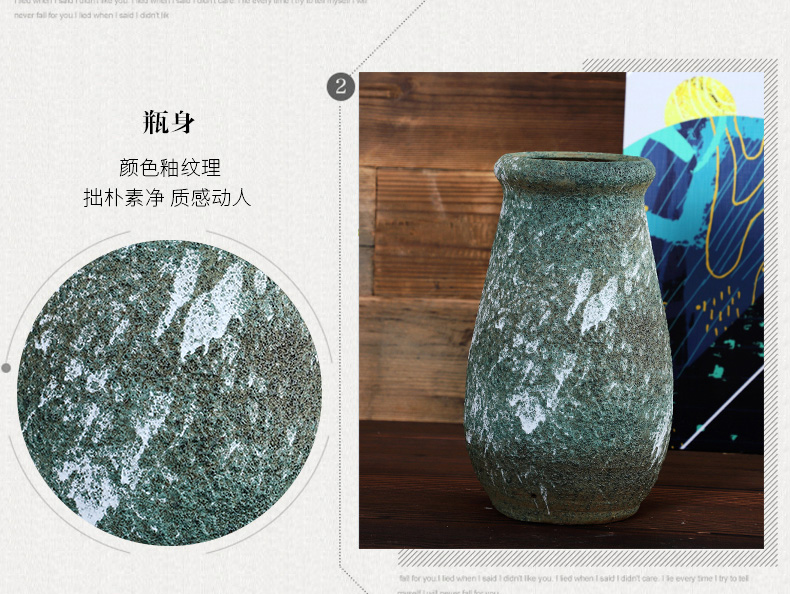 Jingdezhen ceramic vase coarse pottery basin of retro points home sitting room porch decoration ideas dry flower receptacle vessels