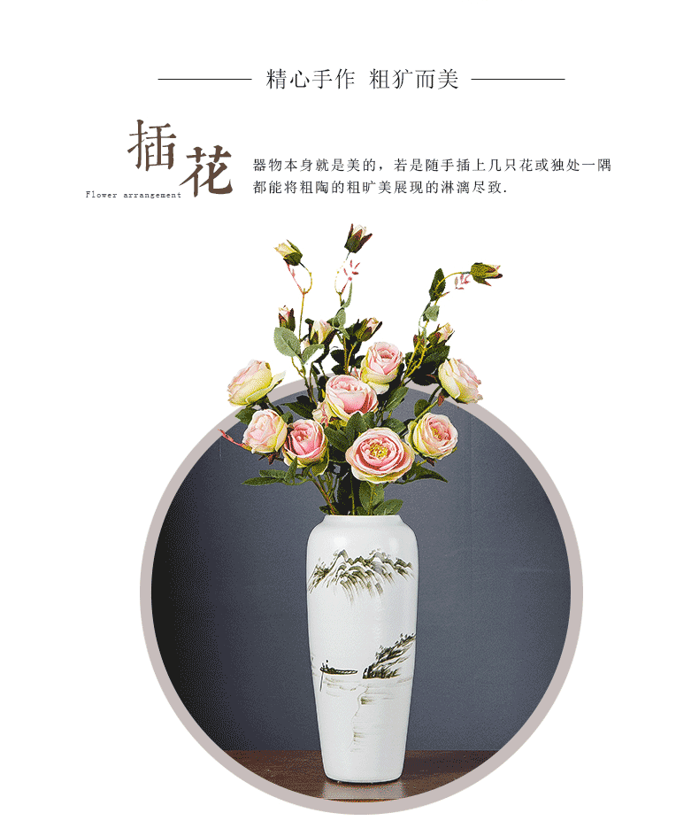 Jingdezhen hand - made ink painting in furnishing articles dried flower vase modern Chinese style household, sitting room porch decoration ceramics