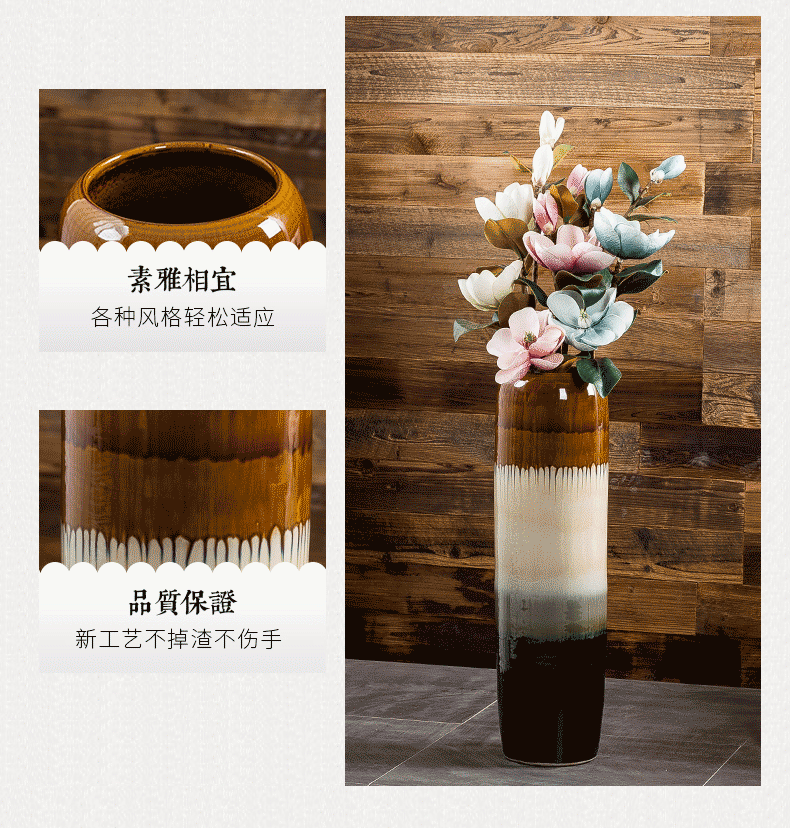 Jingdezhen up floor vase large household, sitting room adornment flower arranging high I and contracted style porch place