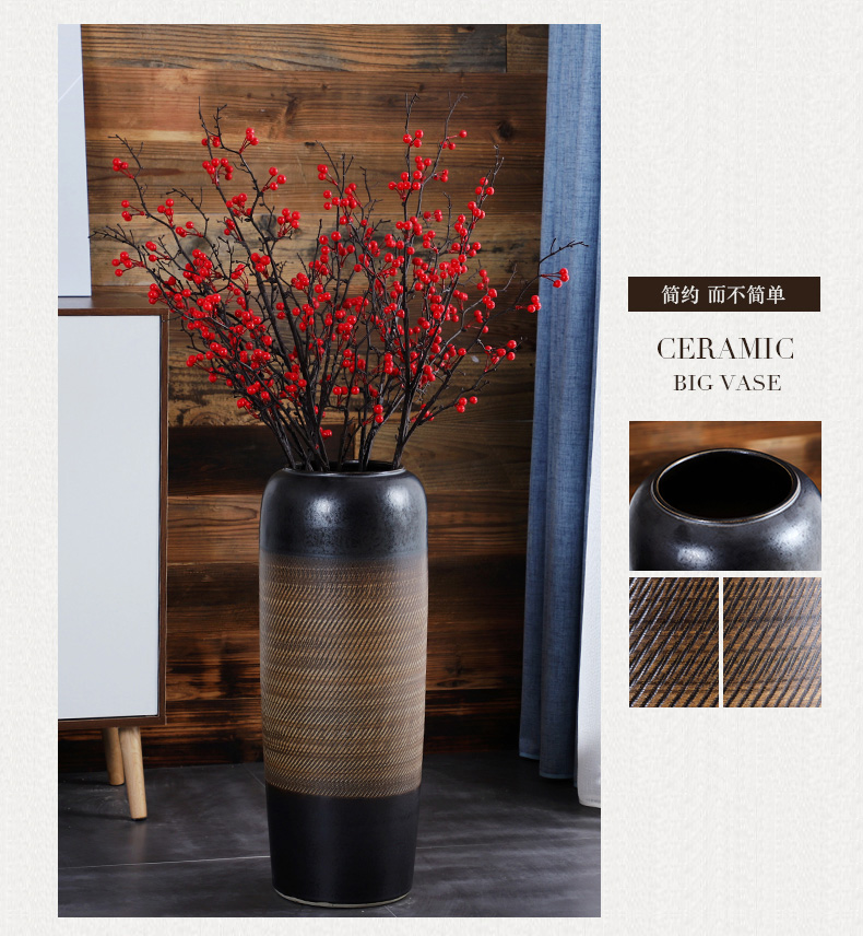 Jingdezhen ceramic vase landing place home porch dried flower adornment sitting room of I and contracted style flower arrangement