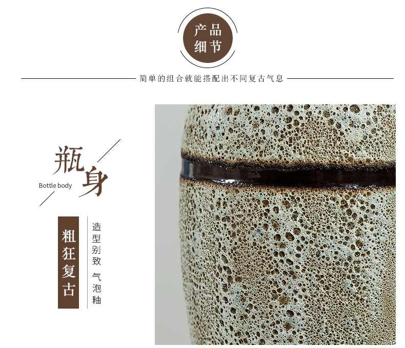 The Desktop retro ceramic vases, dried flowers, flower arrangement sitting room porch tea table wine of Chinese style household decorative furnishing articles