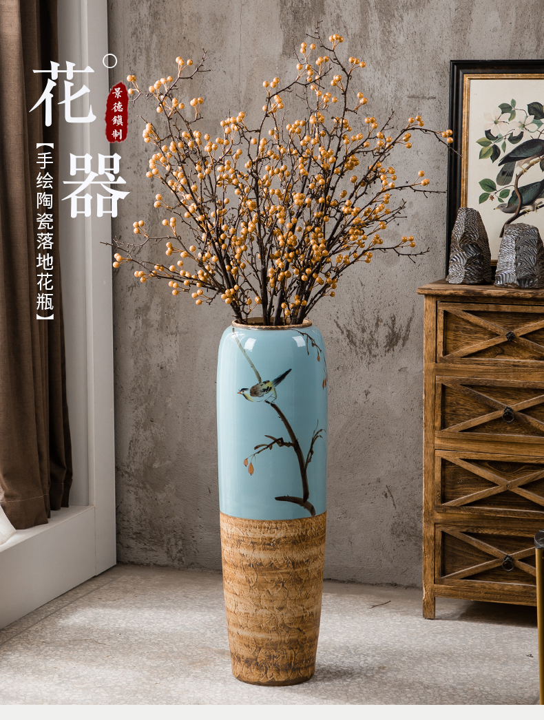 Ground vase large - sized ceramic new Chinese style household I and contracted sitting room simulation flower restoring ancient ways suit furnishing articles