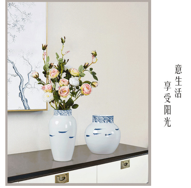 Jingdezhen modern household adornment new Chinese TV ark, ceramic vase in the sitting room porch creative furnishing articles