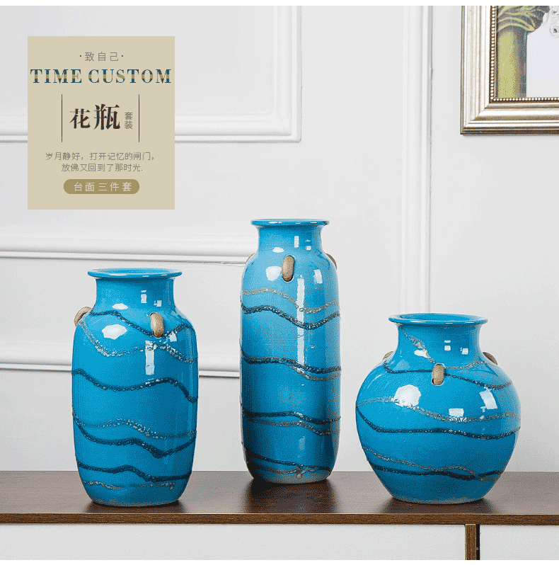 Insert jingdezhen ceramics vase home sitting room ark decoration Mediterranean dried flower flower implement creative furnishing articles