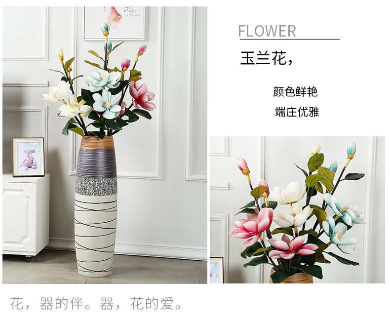 Jingdezhen ceramic vase landing large dried flower adornment furnishing articles sitting room of I and contracted western - style porch flower arrangement