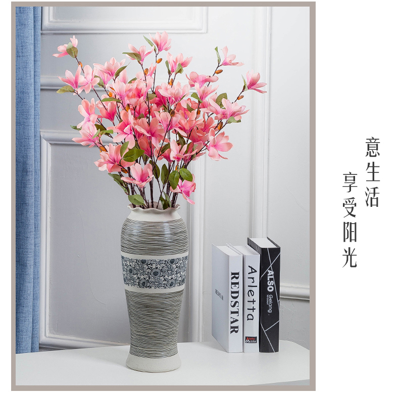 Ceramic vase home sitting room dry flower arranging flowers is placed modern simple European - style decoration new retro flower decoration