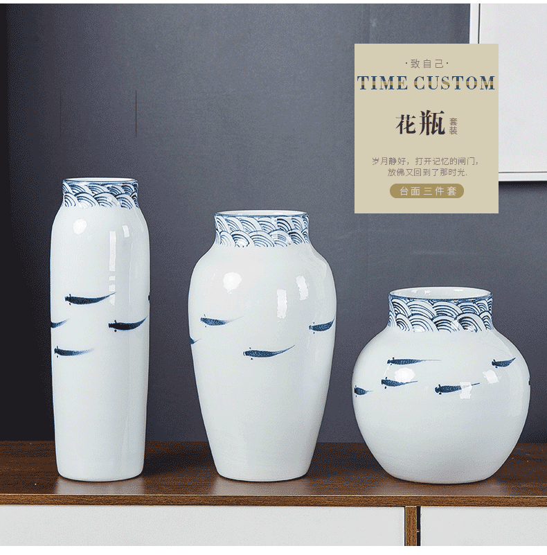 Jingdezhen modern household adornment new Chinese TV ark, ceramic vase in the sitting room porch creative furnishing articles