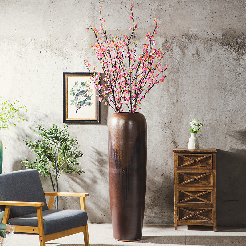 Jingdezhen landing vase large - sized ceramic decoration to the hotel courtyard creative pottery flower arrangement to heavy high furnishing articles to restore ancient ways