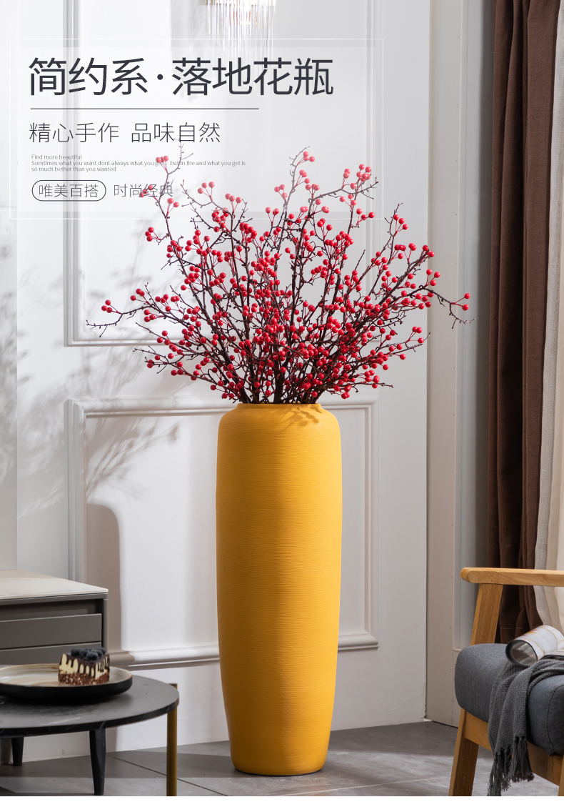 Jingdezhen ceramic vase of large yellow I and contracted household living room TV cabinet European furnishing articles flower arrangement