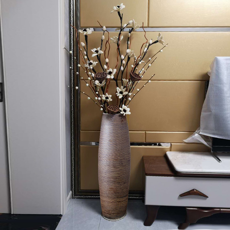 Jingdezhen dried flower vase landing large ceramic decoration I and contracted sitting room place high Europe type restoring ancient ways flower arrangement